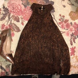 Bronze Copper Black Halter Top